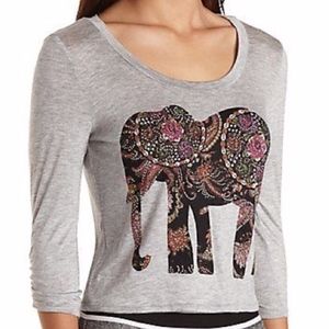 Charlotte Russe Rhinestone Elephant Print Top